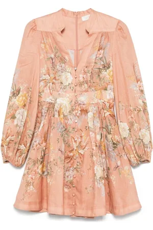 ZIMMERMANN Kleedjes, Dames, Veelkleurig, S, Tallow Plunge Mini Jurk