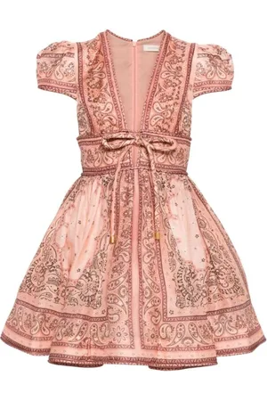 ZIMMERMANN Kleedjes, Dames, Veelkleurig, L, Leer, Bandana Print V-halsjurk