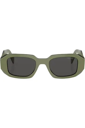 Prada Accessoires, Dames, Groen, ONE Size, Geometrische Tempel Zonnebril