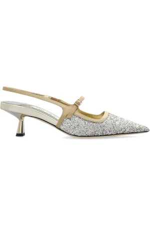 Jimmy Choo Schoenen, Dames, Grijs, 39 1/2 EU, Leer, Heeled Schoenen Didi