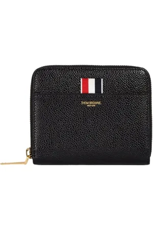 Thom Browne Accessoires, Dames, Zwart, ONE Size, Leer, Stijlvol Leren Portemonnee voor Mannen