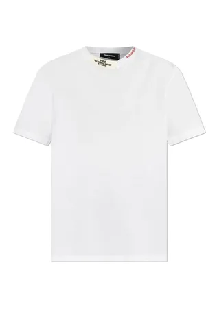 Dsquared2 Tops, Dames, Wit, M, Katoen, T-shirt met logo