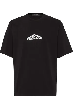 Dsquared2 Tops, Heren, Zwart, XL, Katoen, Zwart Jersey T-shirt met Print op de Voorkant