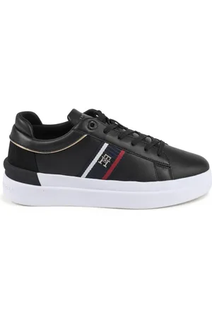 Tommy Hilfiger Schoenen, Dames, Zwart, 41 EU, Leer, Zwarte leren sneaker met vakmanschap