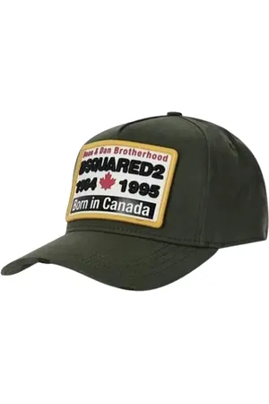 Dsquared2 Accessoires, unisex, Groen, ONE Size, Katoen, Vernietigde baseballpet met geborduurd embleem
