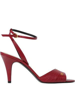 VALENTINO GARAVANI Schoenen, Dames, Rood, 37 1/2 EU, Rode Leren Middelhak Sandalen