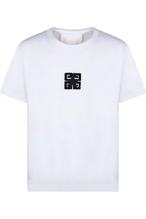 Givenchy Tops, Heren, Wit, M, Katoen, Klassiek Wit T-shirt met Iconisch Logo