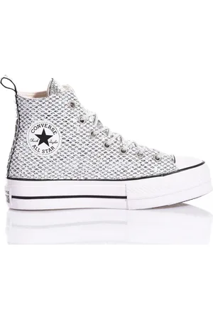 Converse Schoenen, Dames, Veelkleurig, 41 EU, Denim, Witte Platform Denim Camo Sneakers