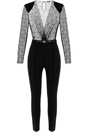 Elisabetta Franchi Jumpsuits & Playsuits, Dames, Zwart, S, Polyester, Zwarte Monogram Jumpsuit