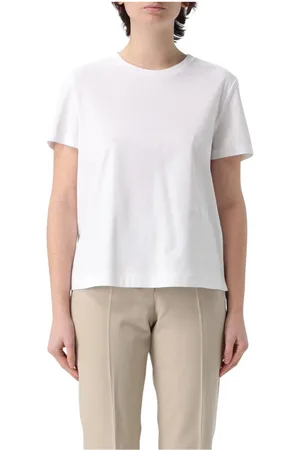 Max Mara Tops, Dames, Wit, XS, Katoen, Zwart Crew Neck T-Shirt