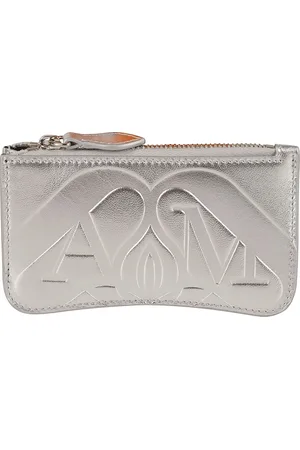 Alexander McQueen Accessoires, Dames, Grijs, ONE Size, Leer, Stijlvolle Rits Portemonnees