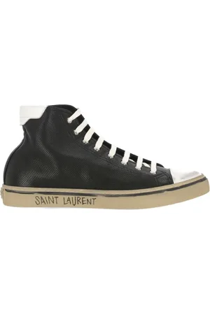 Saint Laurent Schoenen, Heren, Zwart, 41 EU, Leer, Zwarte Leren Sneakers met Reliëflogo