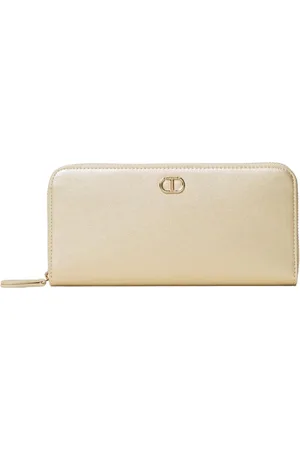 Twin-Set Accessoires, Dames, Geel, ONE Size, Gouden Metallic Portemonnee met Strak Design