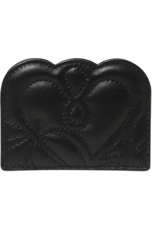 Alexander McQueen Accessoires, Dames, Zwart, ONE Size, Gewatteerde Leren Kaarthouder