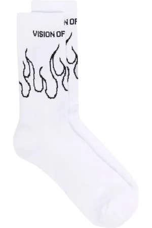 Vision Of Super Ondergoed, Heren, Wit, ONE Size, Stijlvolle Crew Socks voor Mannen