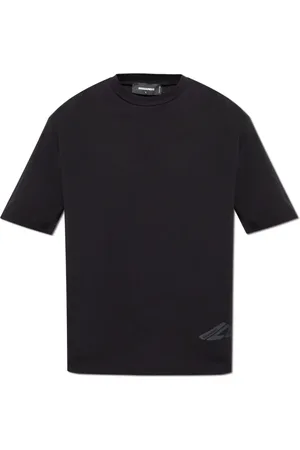 Dsquared2 Tops, Heren, Zwart, L, Katoen, T-shirt met Gedrukt Logo