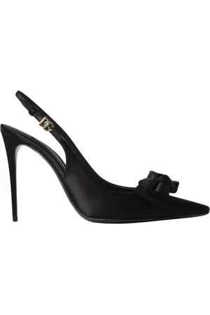 Dolce & Gabbana Schoenen, Dames, Zwart, 36 1/2 EU, Satijn, Zwarte Bow Detail Hoge Hak Pumps