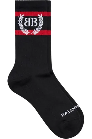 Balenciaga Ondergoed, Heren, Zwart, L, Premium Ribbed Cotton Blend Socks
