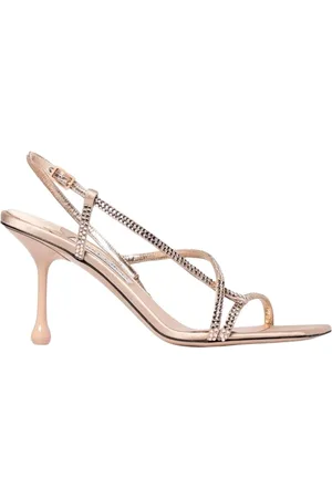 Jimmy Choo Schoenen, Dames, Roze, 36 EU, Leer, Kristal Slingback Hakken Sandalen