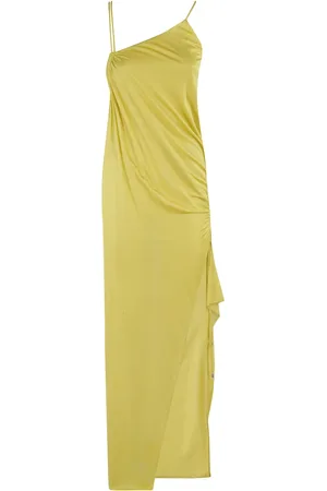 BLUMARINE Kleedjes, Dames, Geel, 2Xs, Crepe jurk met jersey stof
