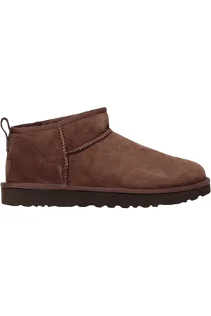 UGG Schoenen, Dames, Bruin, 38 EU, Suède, Blauwe Shearling Enkellaarzen