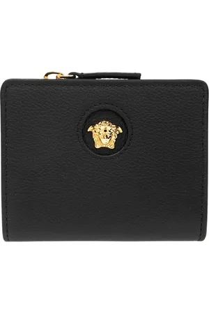 VERSACE Accessoires, Dames, Zwart, ONE Size, Leren portemonnee