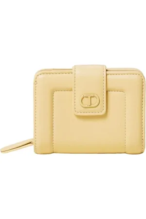 Twin-Set Accessoires, Dames, Geel, ONE Size, Stijlvolle Leren Ritsportemonnee