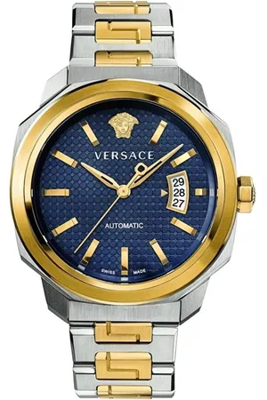 VERSACE Accessoires, Heren, Grijs, ONE Size, Greca Glam Automatisch Horloge voor Heren