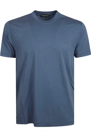 Tom Ford Tops, Heren, Blauw, M, Katoen, Gebreide Crew Neck Sweaters