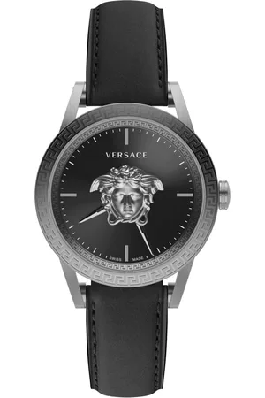 VERSACE Accessoires, Heren, Zwart, ONE Size, Empire Herenhorloge Zwart Staal