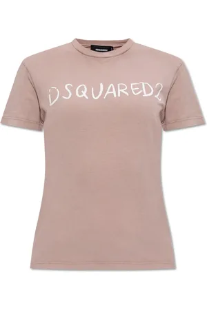 Dsquared2 Tops, Dames, Roze, M, Katoen, Bedrukt T-shirt