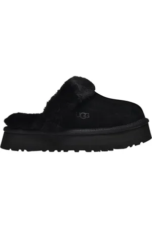 UGG Schoenen, Dames, Zwart, 39 EU, Suède, Disquette Slippers