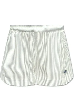 Stella McCartney Korte broeken, Dames, Wit, 2Xs, Gestreept Zijden Short