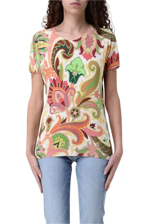 Etro Tops, Dames, Veelkleurig, L, Kleurrijke Paisley Gebreide Top