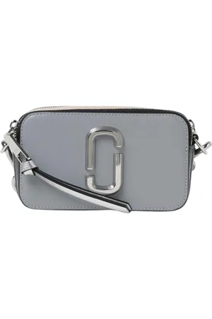 Marc Jacobs Tassen, Dames, Blauw, ONE Size, Leer, Grijze Mini Cameratas