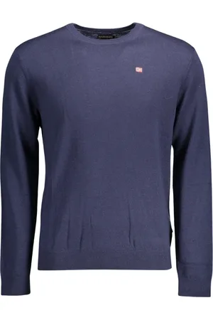 Napapijri Truien, Heren, Blauw, 3Xl, Wol, Blauwe Wollen Trui met Borduursel