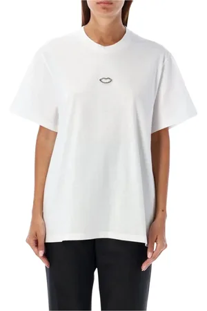 Stella McCartney Tops, Dames, Wit, M, Katoen, Witte Lip Detail T-Shirt