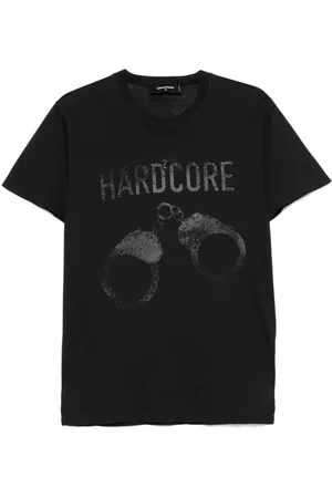 Dsquared2 Tops, Heren, Zwart, XL, Zwart Logo Print Crew Neck Shirt
