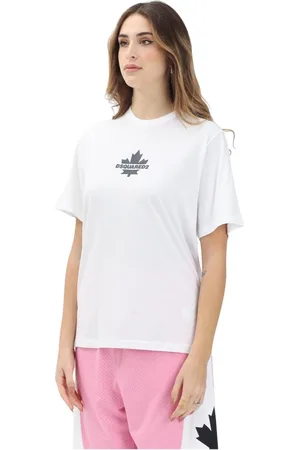 Dsquared2 Tops, Dames, Wit, S, Wit T-shirt met iconisch ontwerp