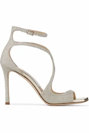 Jimmy Choo Schoenen, Dames, Grijs, 41 EU, Leer, Witte Glitter Stiletto Hakken Schoenen