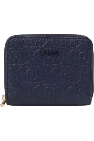 Liu Jo Accessoires, Dames, Blauw, ONE Size, Blauwe Portemonnee Met reliëf Rits Stijlvol