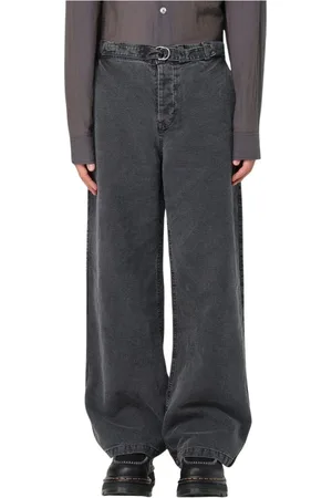 OUR LEGACY Broeken, Heren, Zwart, M, Denim, Zwarte Wide Leg Denim Broek