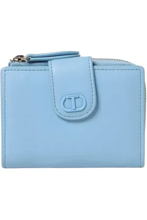 Twin-Set Accessoires, Dames, Blauw, ONE Size, Leer, Roze Ritsportemonnee voor Vrouwen