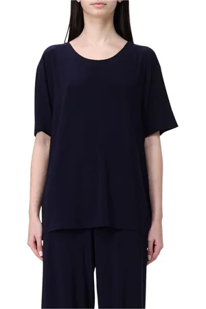Norma Kamali Tops, Dames, Blauw, M, Polyester, Elegante Blauwe Korte Mouw Sweater