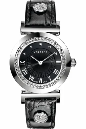 VERSACE Accessoires, Dames, Grijs, ONE Size, Elegante Zwitsers dameshorloge