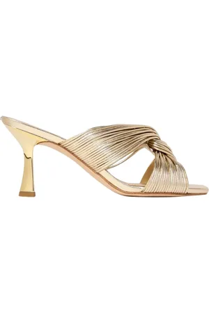 Michael Kors Schoenen, Dames, Geel, 37 EU, Gouden Sandalen met Metallic Finish