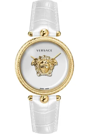 VERSACE Accessoires, Dames, Geel, ONE Size, Wit en Goud Palazzo Horloge