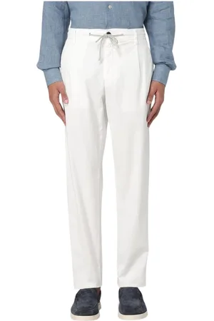 ELEVENTY Broeken, Heren, Wit, W32, Katoen, Zand Katoenen Casual Broek voor Mannen