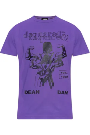 Dsquared2 Tops, Heren, Paars, L, Katoen, T-shirt met print
