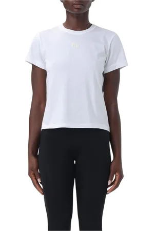 Alexander Wang Tops, Dames, Wit, XS, Katoen, Minimalist Logo Crop Tee